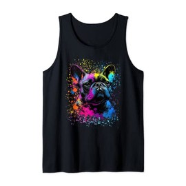 Colorful Splash Art French Bulldog Portrait Puppy Owner Tank Top