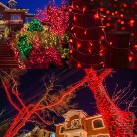 LJLNION 300 LED Christmas Lights, Extra Long 98.5FT Xmas String Lights Outdoor Indoor, 8 Lighting Modes, Plug in Waterproof Fairy Lights for Wedding Party Bedroom Decorations (Red)