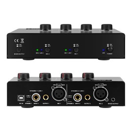 Micfuns - Preamplificador de micrófono, 4 entradas máximas de 25 db, caja DI con alimentación fantasma de 48 V para micrófono dinámico y condensador (MC02)
