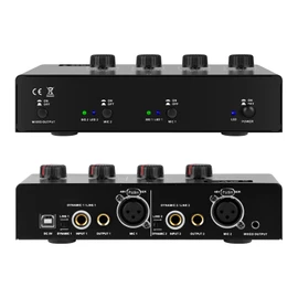 Micfuns - Preamplificador de micrófono, 4 entradas máximas de 25 db, caja DI con alimentación fantasma de 48 V para micrófono dinámico y condensador (MC02)