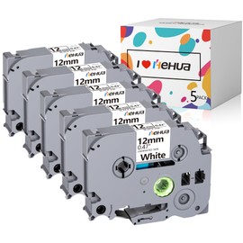 5 x hehua Compatible with Brother TZe-231 Tz-231 p-touch Tapes Tz Tape 12 mm 0.47 Black on White Label Tape Replacement for P Touch Cube h105 h100lb H107B pt-1000 pt-1010 e100 1280 900 h101c h1000 r
