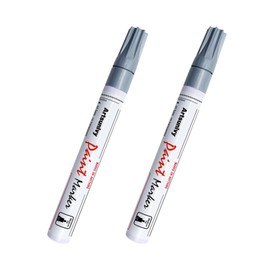 Artsunlvy Silver Paint Pens Paint Markers - 2 Pack Oil-Based Permanent Markers Medium Point,Waterproof Quick Dry Paint Pens for Metal,Rock,Wood,Fabric,Plastic,Canvas,Glass