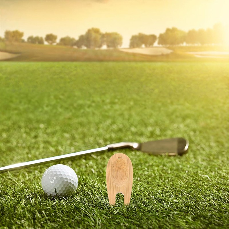 20pcs Green Bamboo Fork Pitch Mark Repairer Pitch Fork Pitchfork