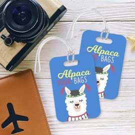 LT098 Alpaca Your Bags Novelty Funny Unique Designer Gift Glossy Plastic Suitcase Luggage Tag