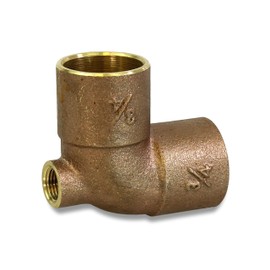 Supply Giant DGDU563I Cast Brass Baseboard Tee Fitting with Solder Cup to Female Thread Connection and Solder Cup Branch, 3/4" x 1/8" x 3/4", Copper