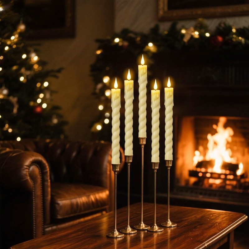 Wondise Flameless Taper Candles with Remote Timer, Ivory Battery Operated