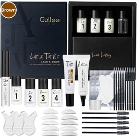 GOLLEE Lash Lift and Coloring Kit, Brow Lamination Kit Natural Eyelash Curling Eyelash Perm Kit & Eyelash Lift Kit, Detailed Instruction Easy for Beginner and Professional - Natural Brown