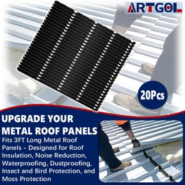 20 Psc 9in Outside Classic Rib Profile Foam Closure Strips for Metal Roofing R Panels - Fits 3FT Long Metal Roof Panels - Designed for Roof Insulation, Noise Reduction, Waterproofing, Dustproofing