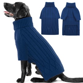 OUOBOB XXL Dog Jumpers for Extra Large Dogs, Warm Winter Fall Dog Jumpers for Dog Girls Boys, Turtleneck Dog Knitwear, Doggie Christmas Jumper,Pet Sweatshirt Clothes Outfit Knit Labrador (Blue XXL)