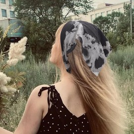 Urieo 3 Pcs Boho Print Head Kerchief Elastic Hair Kerchief Party Daily Triangle Bandana Head Scarf for Women Girls