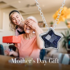 SIMPLGIRL Star Necklace for Women, 925 Sterling Silver Five Point Star Pendant Necklace Fashion Jewellery with Box Ladies Girls Daughter Gifts Birthday