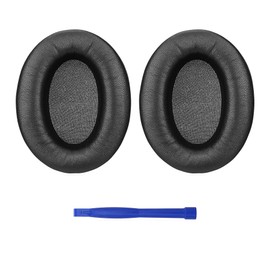 Lambskin Leather Ear-Pad Cushion Replacements for Sony WH-1000XM3 Headphones, with Soft-Touch Leather, Noise Isolation Memory Foam, Added Thickness (Black)