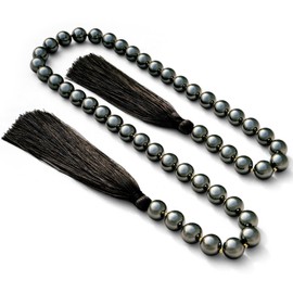 LUMITI Glass Pearl Garland Tassel, 35inch Farmhouse Table Decor Healing Beads Boho Wall Shelf Hanging Decoration (Dark Grey)