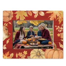 HUKINE Fall Pumpkin Picture Frame 5x7, Fall Decor for Bedroom, Fall Pumpkin Home Decor, Autumn Orange Leaves Picture Photo Frames for Tabletop Desk Decor
