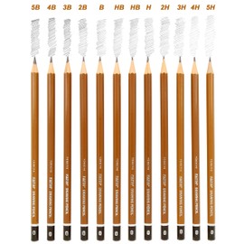 KrevoArt Professional Drawing Pencils Set, 12 Pieces, Different Hardness Levels