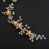 Teyglen Gold Pearl Wedding Headband Hair Vine with Rhinestone Bridal
