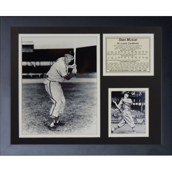 Legends Never Die "Stan Musial Black and White Framed Photo Collage, 11 x 14-Inch