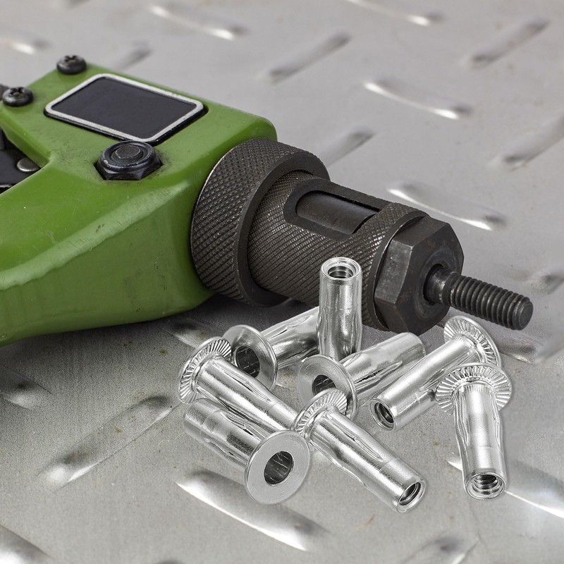 uxcell 1/4-20 Multi-Grip Rivet Nuts, 8pcs Pre-Bulbed Shank Flat Head