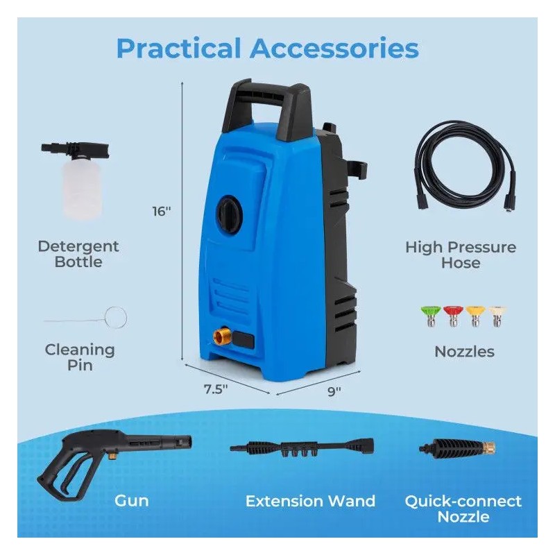 1900 PSI 1.8 GPM Electric High Pressure Washer 4 Quick