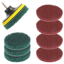 EPLZON 4 Inch Scrub Drill Brush Power Scouring Pads Household Cleaning Set for Kitchen Bathroom 4 Red Pads 4 Green Pads 1 Drill Attachment and 1 Universal Shaft
