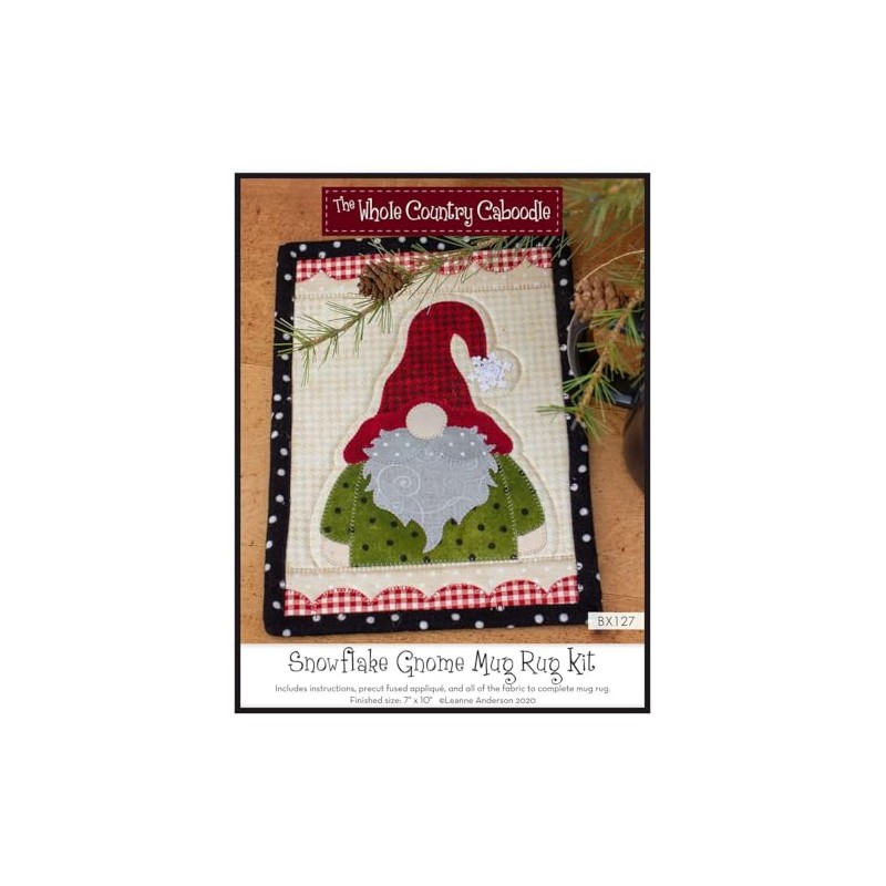 The Whole Country Caboodle Snowflake Gnome Mug Rug Kit Pattern,