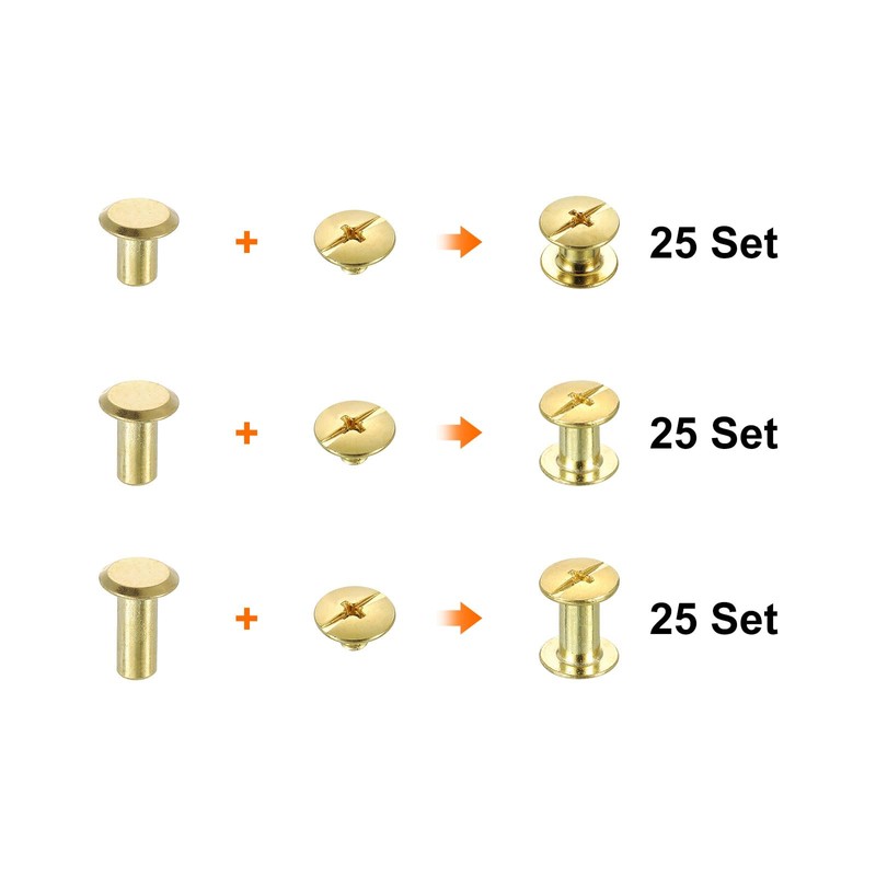 sourcing map 75 Sets Chicago Screw Rivets Metal Phillips Head