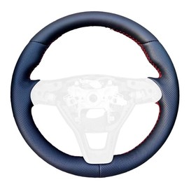 RedlineGoods Steering Wheel Cover Compatible with Honda Accord 2018-22 Tailored - Not Universal! Genuine High Quality Italian Black Perforated Leather with Red Thread