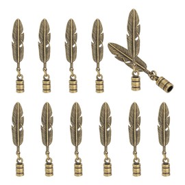 PATIKIL Bolo Tie Tips, Pack of 12, 2.56 Inch Alloy Spring Bolo Tie Accessories, Replacement Cord End Caps, 5 mm Diameter for DIY Craft Necklace Decor, Vintage Bronze