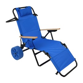 Dyncan 2-in-1 Beach Cart Chair with Wheels, Adjustable Reclining Positions, Lightweight and Portable, Light Blue