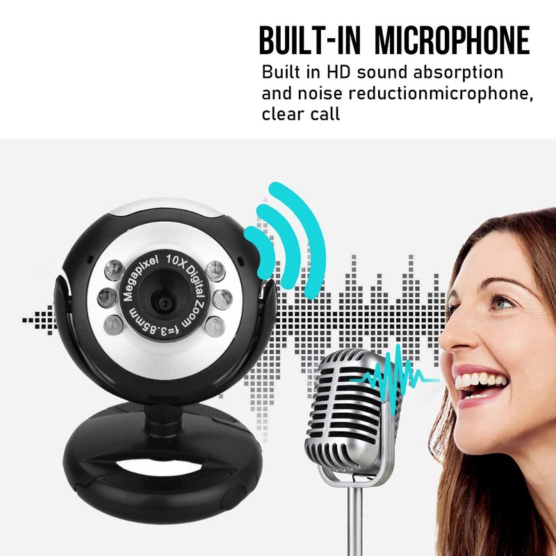 Multi-Megapixel USB Webcam, HD Pro Webcam, 10X Digital Zoom, Plug