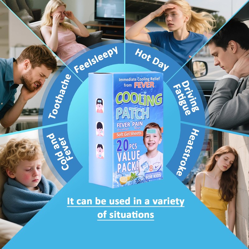 Cooling Patch, Reusable Cooling Gel Patches, Ice Pack Strips, Blue,