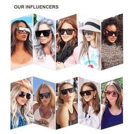 SOJOS Square Big Sunglasses Women Thick Frame Flat Top Mirrored Sunnies Shades Goggle Siamese Lens SJ2117 with Black Frame/Grey Lens