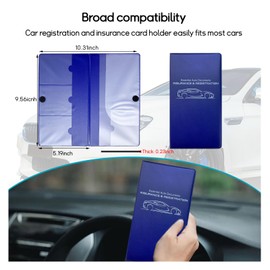 Dickno Car Registration and Insurance Holder, 10.39''×9.56'' Essential Auto Card Document Glove Box Organizer with Closure, Universal Car Interior Accessories (Blue, Small Car)
