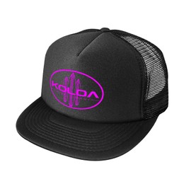 Joe's USA Koloa Surf Classic Surfboards High Profile Poly-Foam Trucker Hat-Black-Black/Pink