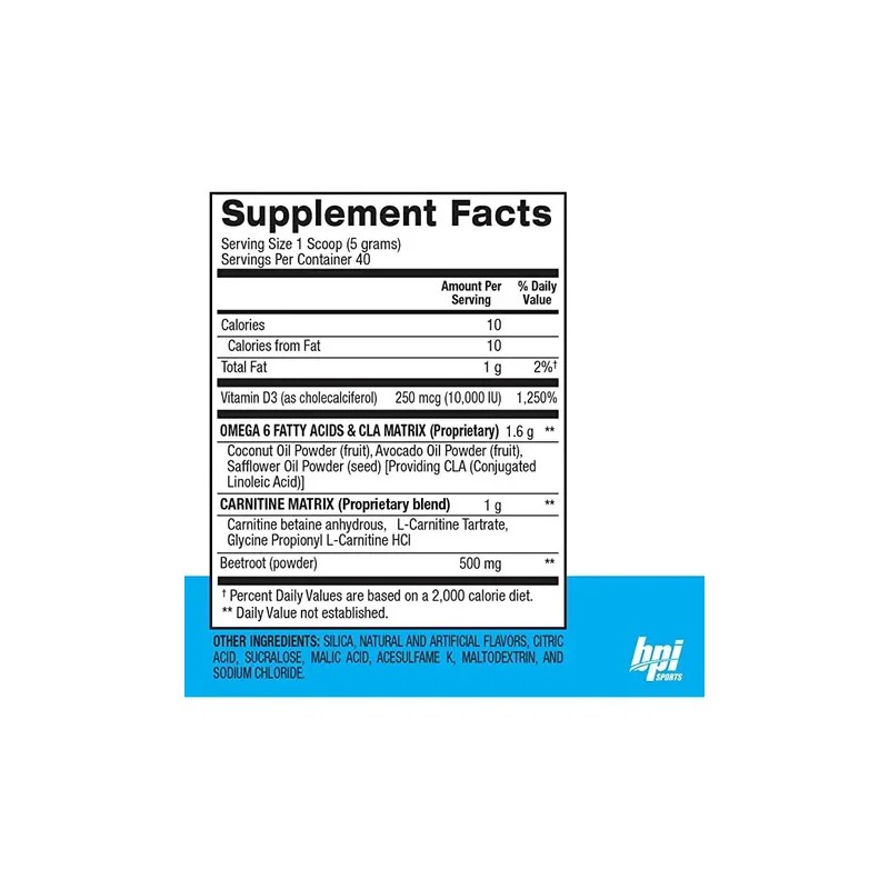 Pre Entrenamiento Bpi Cla Carnitina Con Omega 6 200gr. (40