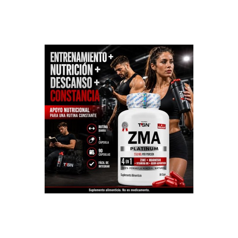 Zma Testrol Platinum Magnesio Glicinato Zinc Cápsulas