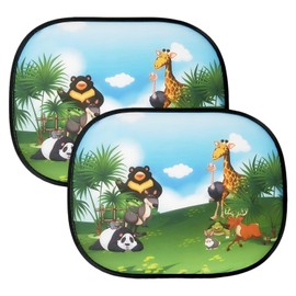 Falafoty Car Window Shades for Baby with UV Protection, Car's Sun Shade for Kids, Car Sun Visor, Animal Design Baby Car's Sunshade, Side Window Sunshades for Sun-Rays Protection, 44 x 36cm, Set of 2