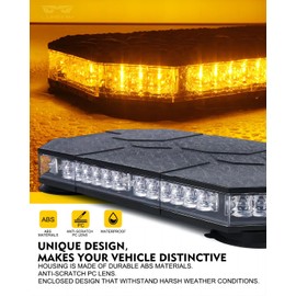 LUMENIX LED Rooftop Strobe Beacon Lights Bar w/Controller Magnetic Emergency Traffic Warning Safety Caution Flashing Light for Construction Vehicles Snow Plow Tow Trucks Postal - Amber (Patent Design)