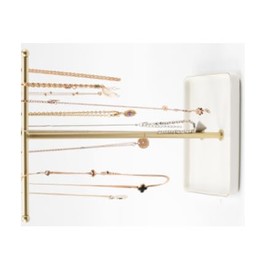 Lolalet Necklace Holder, 1 Tier Jewelry Display Stand with Ceramic Base Tray Jewelry Organizer Tree Stand Metal Frame Holder for Necklaces Earrings Bracelets Ring -White