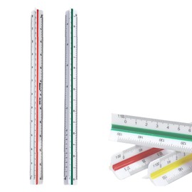 ORANGEXINY Triangular Scale, 11.8 inches (30 cm), 2-sided Drafting Ruler, Large Scale (1:100/200/250/300/400/500), Small Scale (1:20/25/50/75/100/125), High Precision Triangular Ruler for Architects