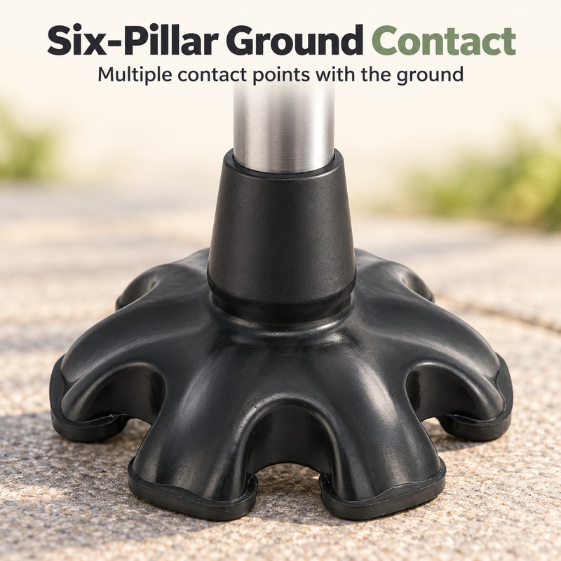 Rubber Cane Tip 19mm (3/4 Inch) – 6-Pillar Non-Slip Walking