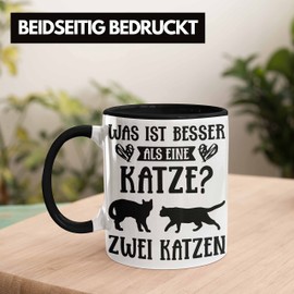 Trendation - Katze Spruch Tasse Lustig Geschenk Kaffeetasse Cat Kaffeebecher Grafik Katzenliebhaber Geschenke Katzen (Schwarz)
