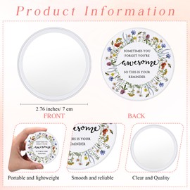 Cinnvoice 50 Set Mother's Day Inspirational Compact Mirror Gifts for Women Bulk Sometimes You Forget You're Awesome Makeup Pocket Mirror for Purse Motivational Cards for Nurse Coworker(Wildflower)