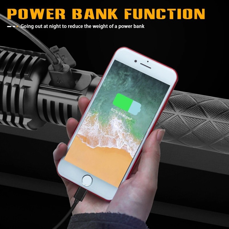 Garberiel 9900000Lumen Super Bright XHP120 LED Flashlight Rechargeable High Powerful