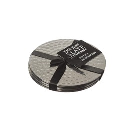 The Just Slate Company JS/SS/FH/C4/B Stainless Steel Flat Hammered Coasters, Set of 4, Silver