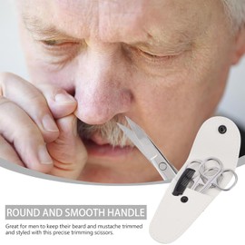 Kit de tijeras para barba, bigote y vello nasal, 4 piezas de acero inoxidable con estuche, para hombres y profesionales, adecuado para uso en casa y peluquerías