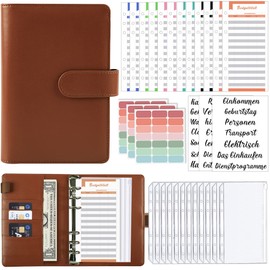 A6 Binder Budget Planner German: Money Organiser Budget Planner with 12 Binder Pockets, 12 Budget Sheets German, Label Stickers Savings Book for Travel, Diary and Gift