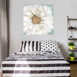 Fine Art Canvas Zinnia I Canvas Wall Decor by Artist Ramona Murdock for Living Room, Bedroom, Bathroom, Kitchen, Office, Bar, Dining & Guest Room - Ready to Hang - 22 in x 22 in