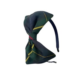 ClassExceed School Headband, Plaid bow headband, back to school, available in variety of school plaids (Plaid 55 Hunter Navy Red plaid, Regular)