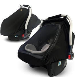 Car-Seat Canopies-Covers for Babies - Durable Baby Car Seat Cover for Boy Girl,Privacy and Sun Shield Protetion with Bug Net Dustproof for Infants Car Seat Spring Summer